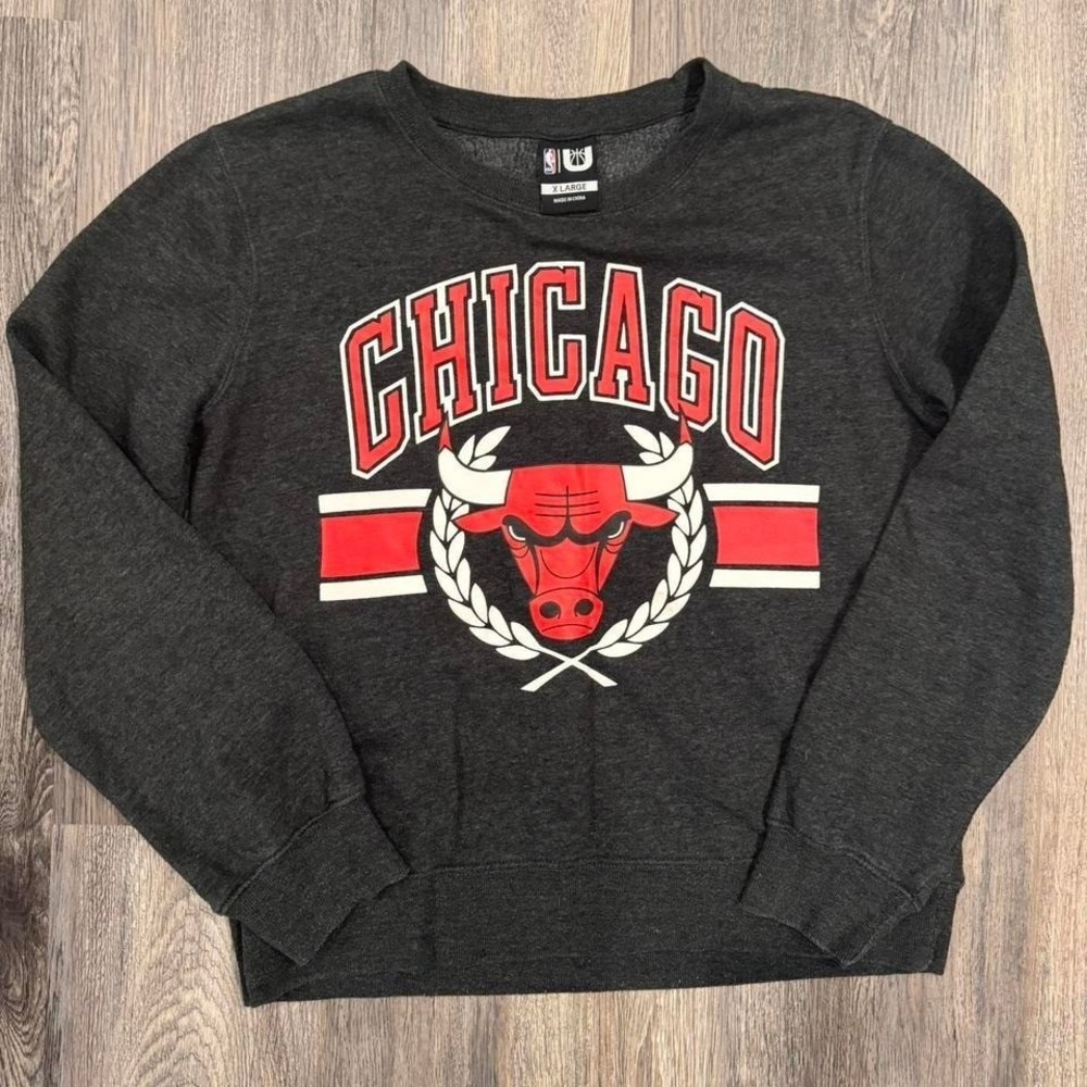 Retro NBA Chicago Bulls Sweatshirt Mens X-Large Gray Long Sleeve